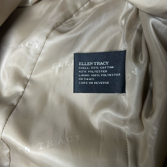 Ellen Tracy Tan Trench Coat with Belt and Lapel - Picture 6 of 6